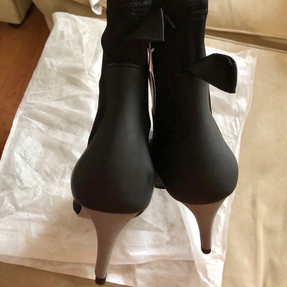 Zara black techical fabric heeled ankle boots